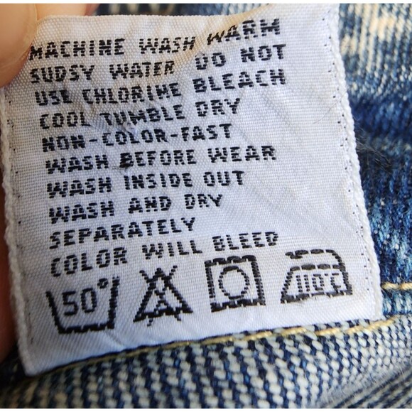 WHIPP Acid Wash Denim Jacket Size Medium Retro Look Oversized Heavy - Picture 12 of 13